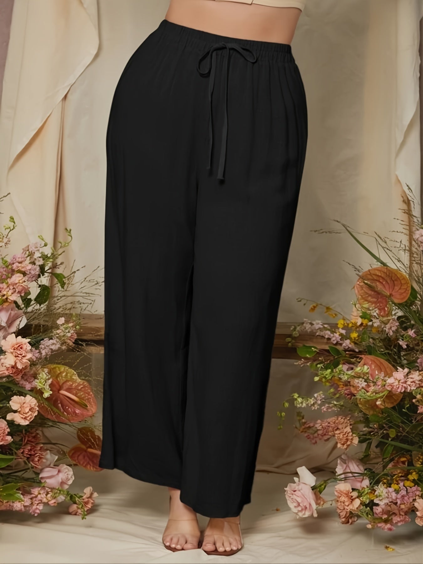  Drawstring Wide Leg Loose Pants