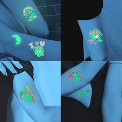 15 Unicorn Glow in Dark Tattoos Waterproof Stickers for Kids