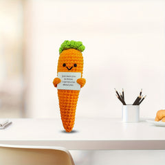 Crochet Carrot Plush Toy Orange Fabric Emotional Support Doll Positive Life Quot