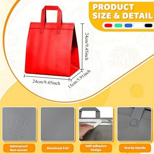 40 Red Insulated Takeout Bags 9.4x9.4x14 for Milk Tea & Dinner