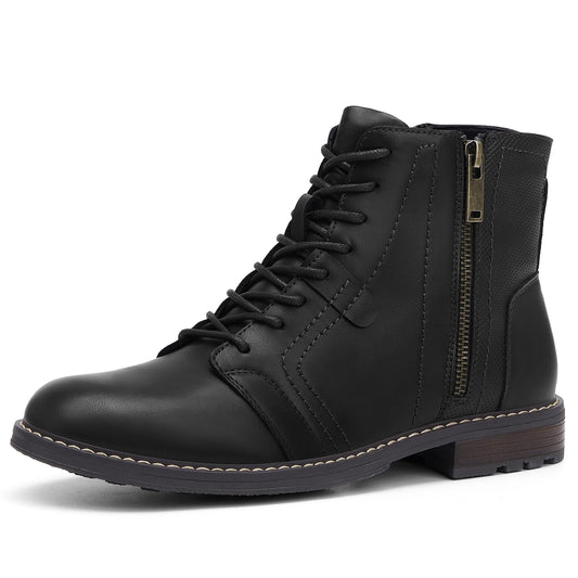 Men's Casual Ankle Motorcycle Boots Side Zip Work Shoes