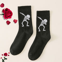 Skull Pattern Crew Socks Women's Stockings