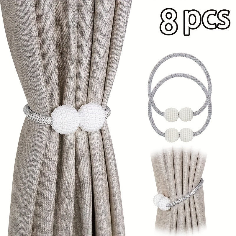 8pcs Magnetic Curtain Straps with Artificial Pearls for Home Decoration