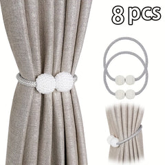 8pcs Magnetic Curtain Straps with Artificial Pearls for Home Decoration