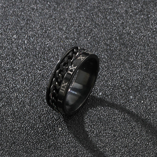 Men's Rotatable Roman Numeral Band Ring