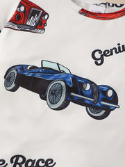 Baby Boys Car Graphic Print Round Neck T-shirt for Summer