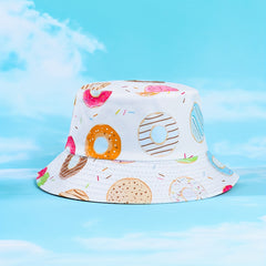 Donut Print Bucket Hat Reversible Sunscreen Fisherman Cap