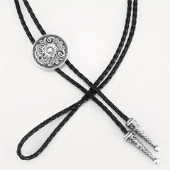 Men's Retro Floral Pattern Bolo Tie Necklace