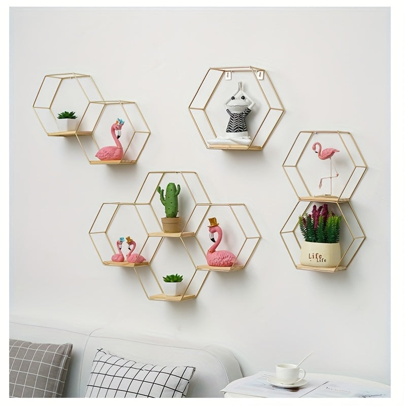 1pc Wall Storage Rack Living Room Decor Wall Pendant Creative Wall Hex