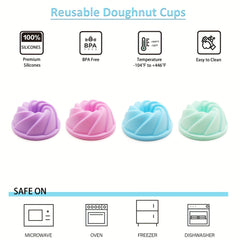 12pcs Silicone Bundt Cake Mold Non Stick Mini Fluted Cake Cups