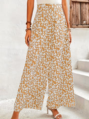 Plus Ditsy Print High Rise Wide Leg Pants