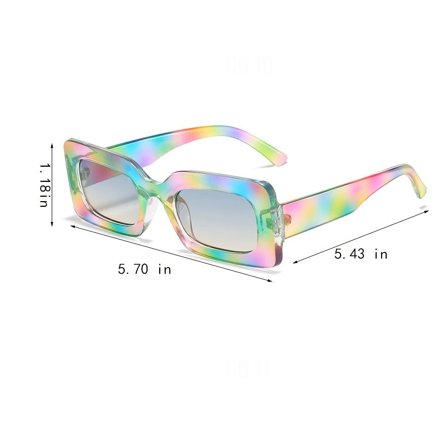 Rectangular Women Sunglasses Transparent Colorful Outdoor Eyewear