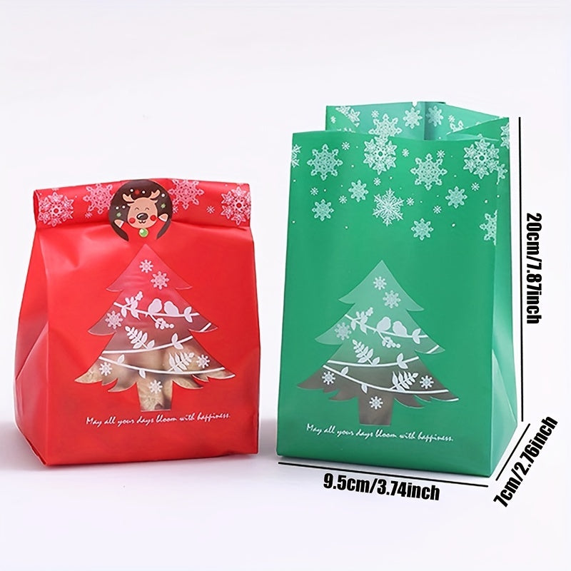 10 Pcs Mixed Christmas Packaging Bags With Stickers Candy Packaging Bag