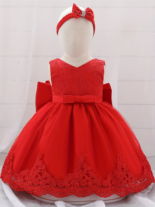 Bowknot Sleeveless Lace Princess Dress for Babies Toddlers