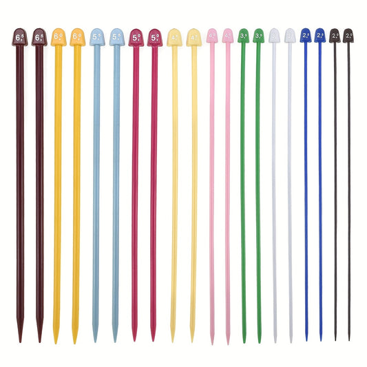 10 Pairs Colored Straight Single Pointed Knitting Needles Set 2mm-6.5mm