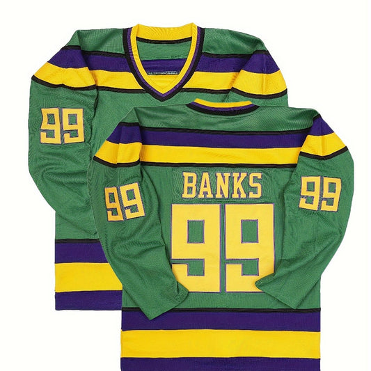 Men's 99 Ice Hockey Jersey Vintage Stripe V Neck Long Sleeve Uniform