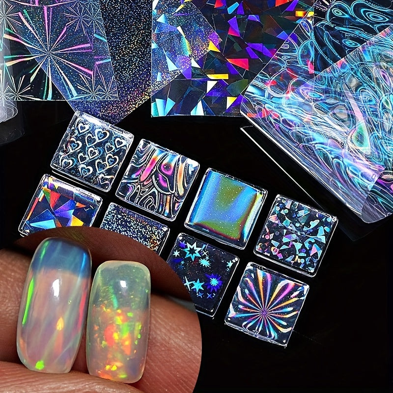 Holographic Nail Foil Transfer Stickers Laser Nail Art Decals