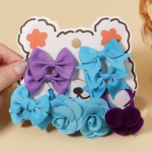 10pcs Bow Flowers Hair Tie Ponytail Holders Hair Accessories Sets for Baby Girls