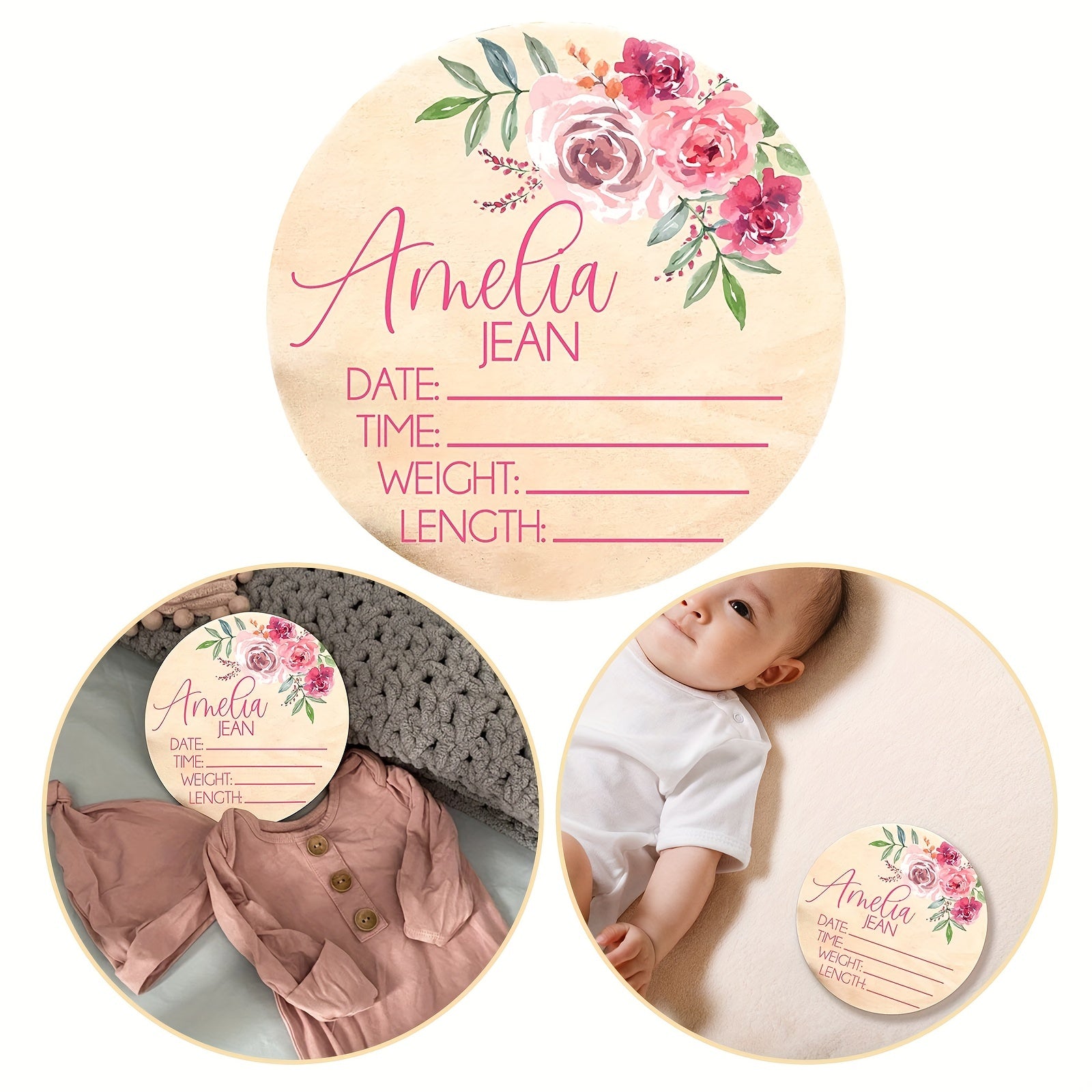 Wooden Birth Announcement Sign Baby Announcement Sign Newborn Sign