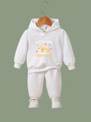 Girls Boys 2pcs Golden Retriever Print Hooded Set for Sports