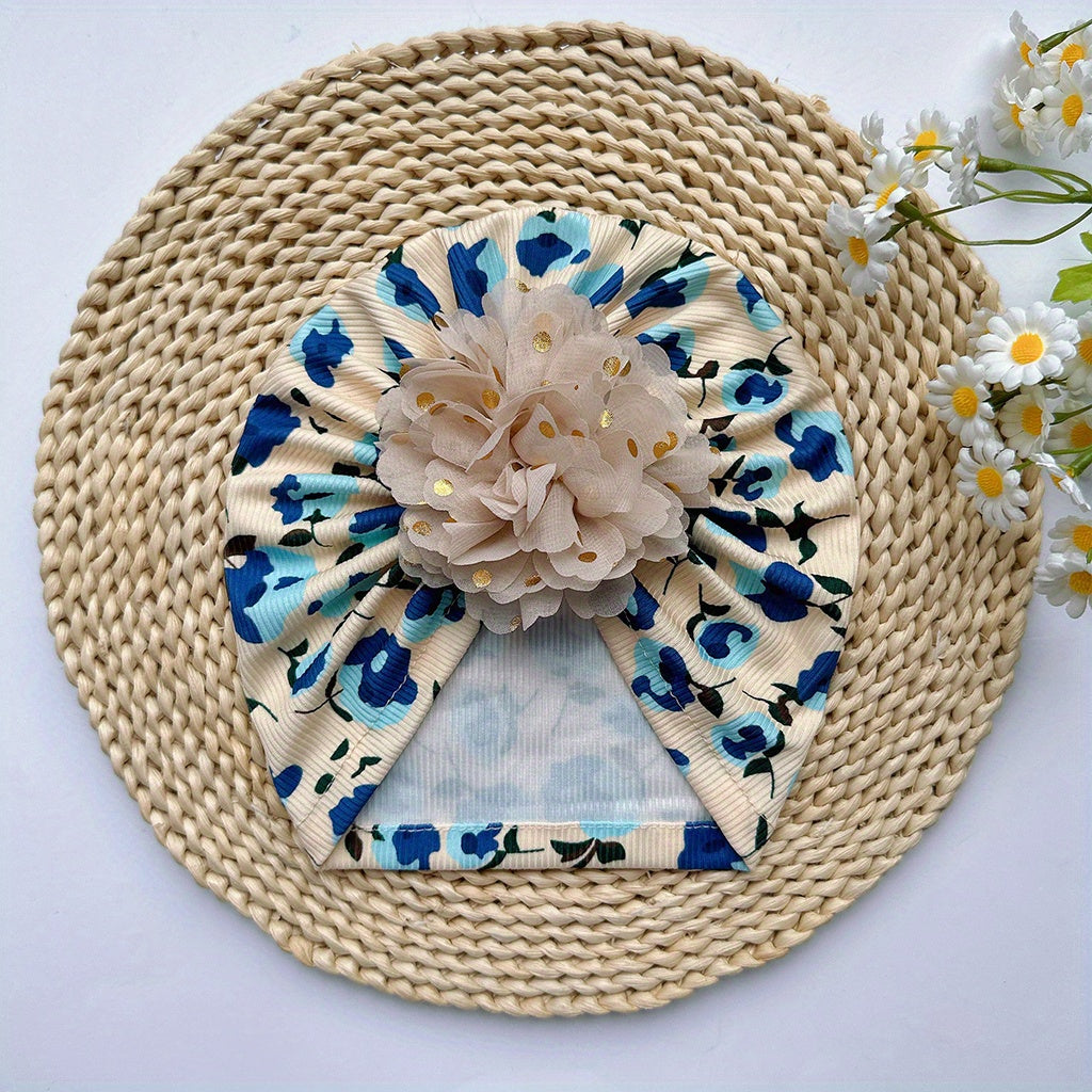 Soft Elastic Strip Flower Baby Hat For Girls