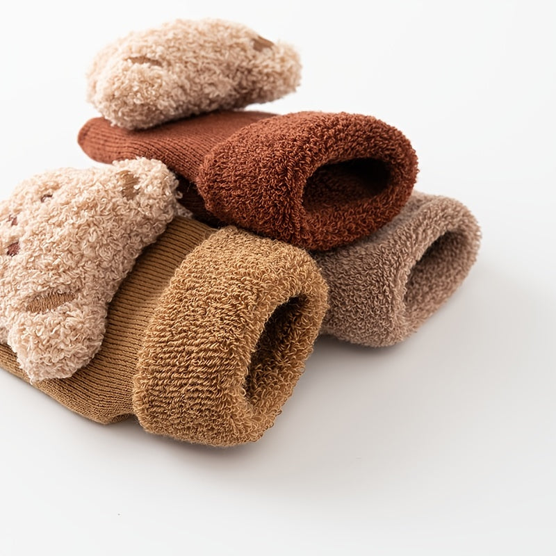 Adorable Bear Decorated Non Slip Socks for Kids