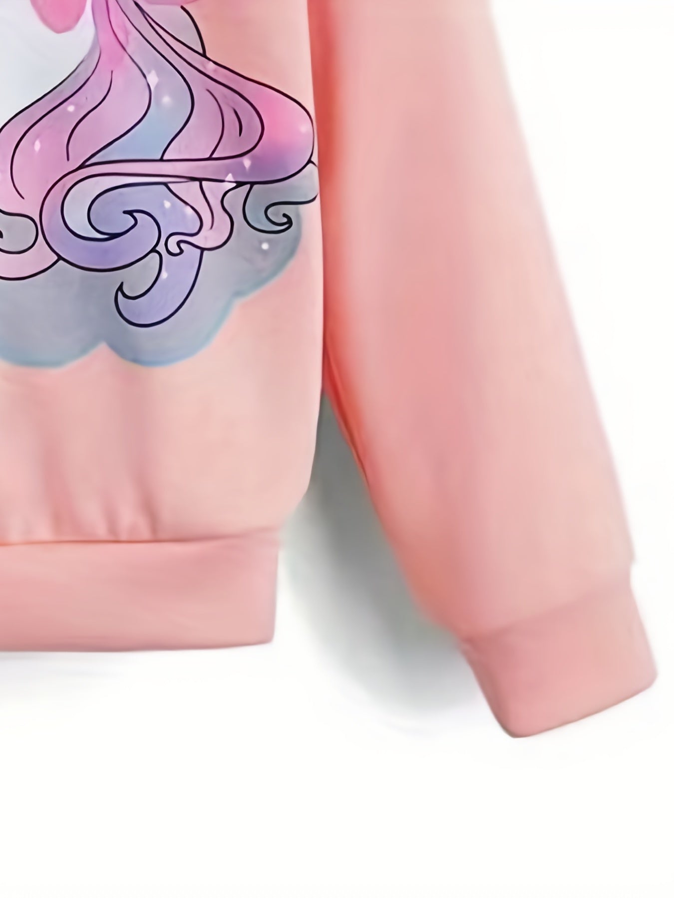 Girls' Unicorn Print Hooded Sweatshirt Pullover for Kids Spring Fall