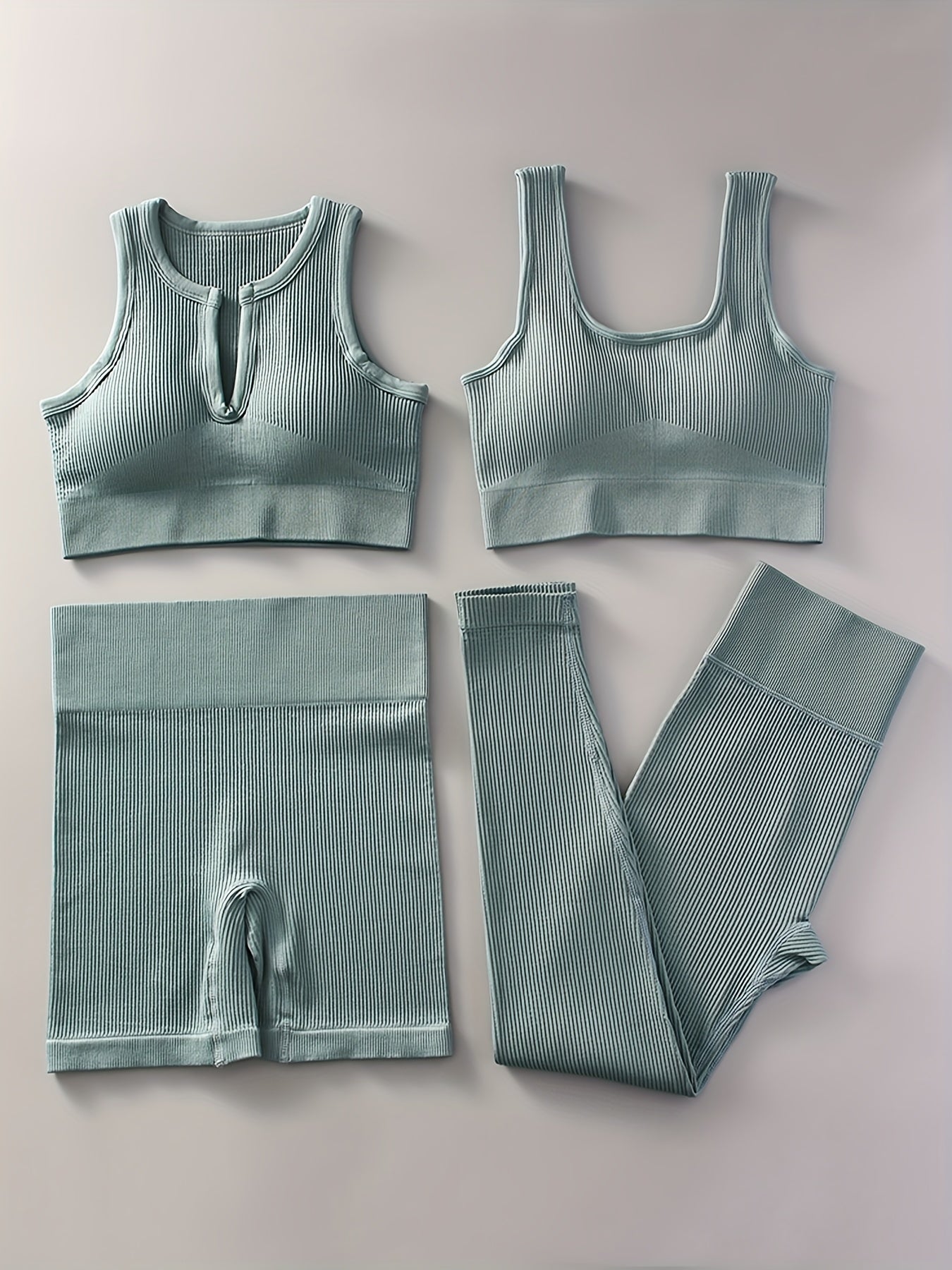 Ribbed Yoga Sports Bra & Leggings Set Women's Activewear