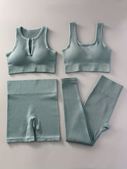 Ribbed Yoga Sports Bra & Leggings Set Women's Activewear