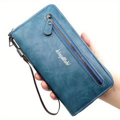 Men's Leather Long Wallet Business Clutch Bag