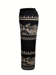 Geometric Print Wide Leg Loose Pants