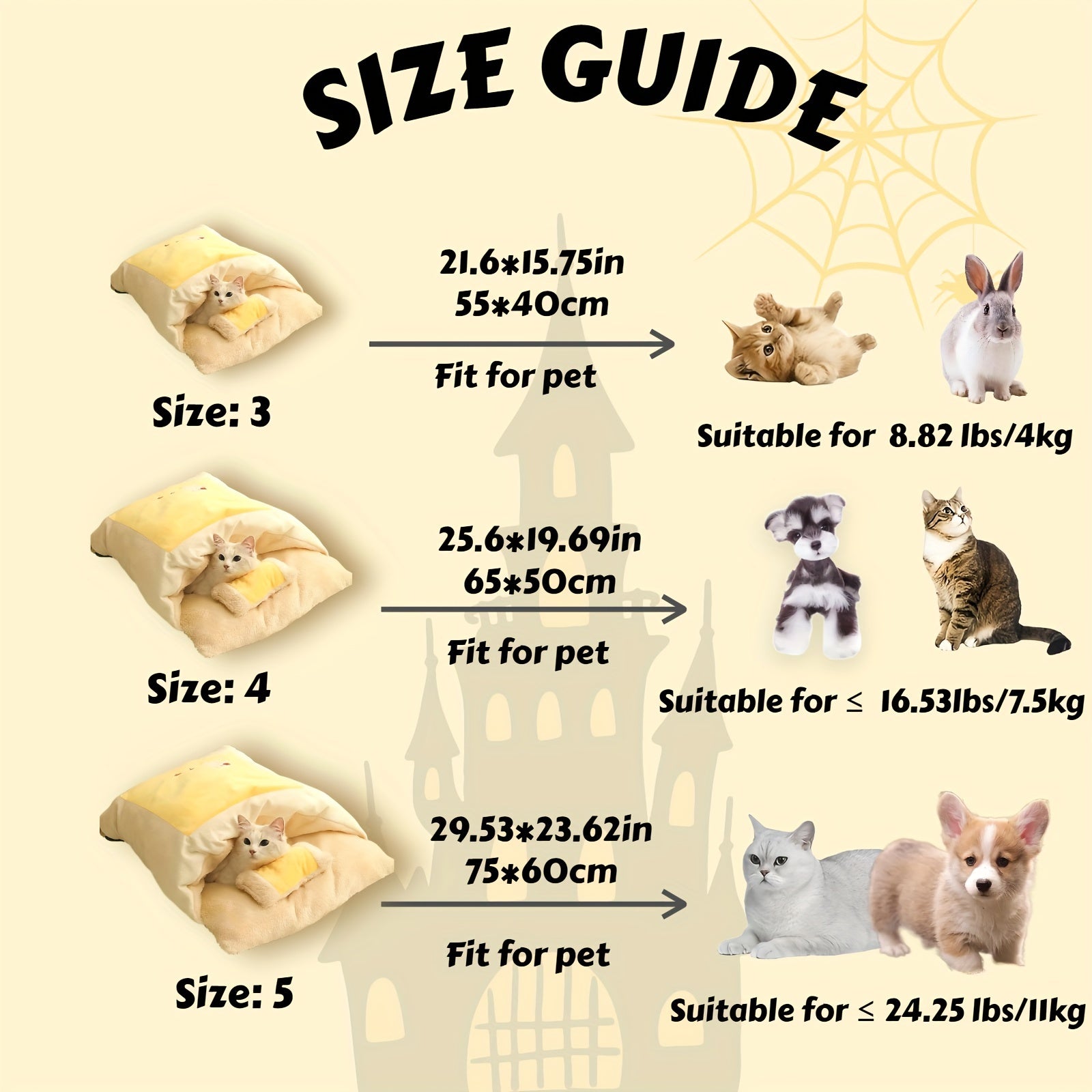 Cat Bed Cave Cat Sleeping Bag Washable Pet Bed Yellow