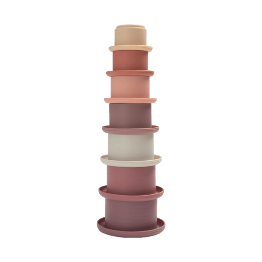 Silicone Baby Stacking Cups Toys Rainbow Stacking Tower