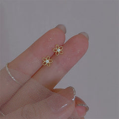 Zircon Stud Earrings 14K Plated 925 Silver Ear Decoration For Women