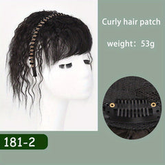 Short Curly Hair Topper w/Bangs & Headband Clip In Extensions