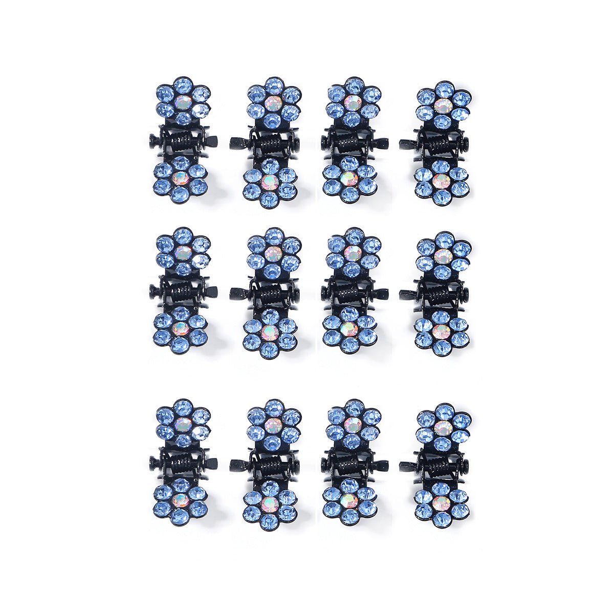 12pcs Mini Hair Claw Clips Non Slip Glitter Rhinestone Flower Claw Clip