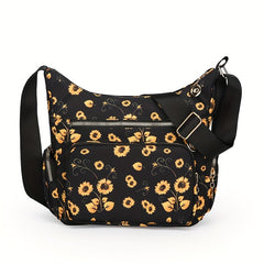 Fashionable Crossbody Handbag Floral & Mushroom Prints Adjustable Strap