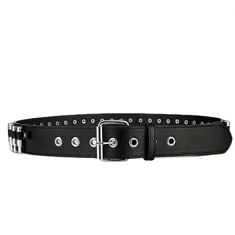 Adjustable Unisex Waist Belt Punk Bullets Rivet Studded Leather Belt