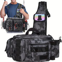 Fishing Backpack Tackle Sling Bag with Rod Holder