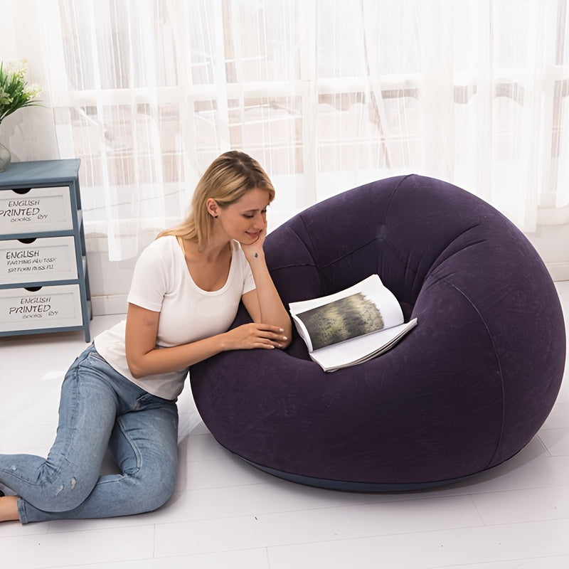 1pc Inflatable Lazy Sofa Single Person Flocked Lounge Chair