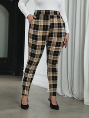 Women's Plus Plaid Print High Rise Skinny Trousers