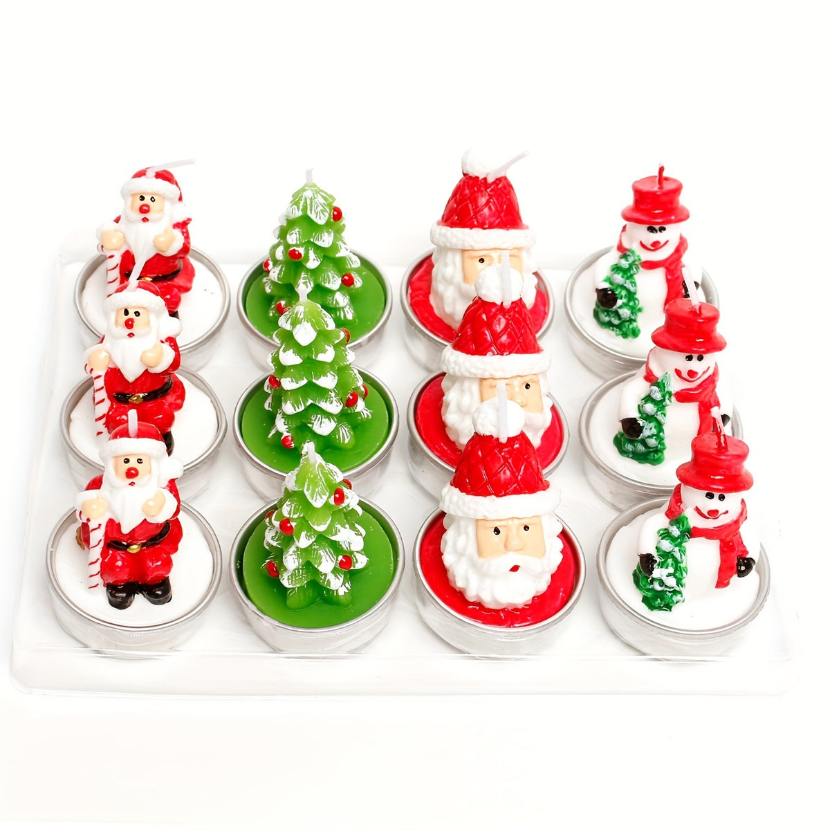 12PCS Christmas Tree Candles Decorative Holiday Home Decor