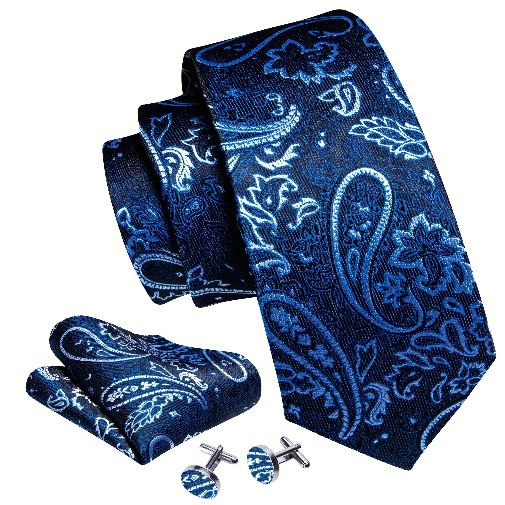 Barry Wang Paisley Jacquard Men's Tie Cufflinks Set