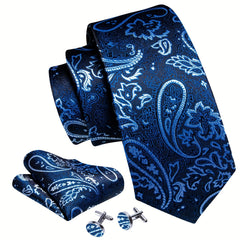 Barry Wang Paisley Jacquard Men's Tie Cufflinks Set