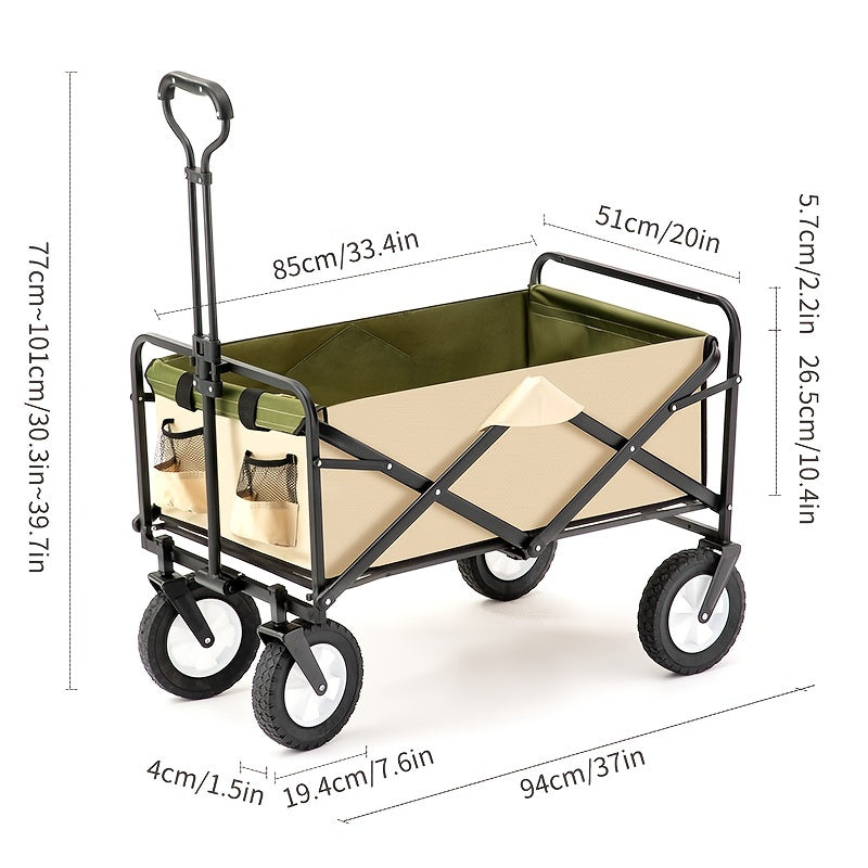 Folding Camping Trailer with 8in Wheels & Cloth Bag for Outdoor Adventures