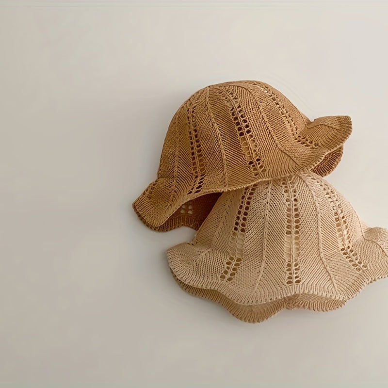 Baby Bucket Straw Hat Summer Hollow Sunscreen Beach Accessories