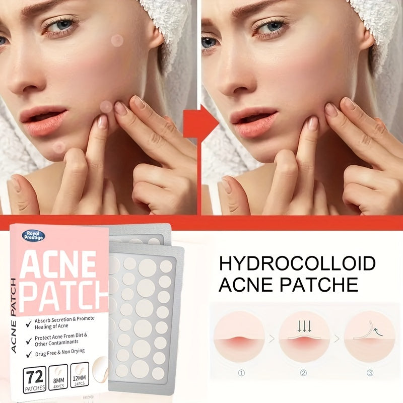 Acne Pimple Patch 72 Pcs Hydrocolloid Spot Stickers Vegan