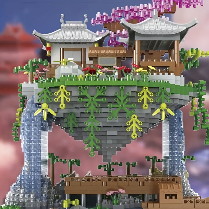 2210pcs Peach Blossom Pond Building Blocks Toy Creative Assembly ABS Material