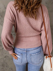  Solid Argyle Pattern Button Up Knit Top