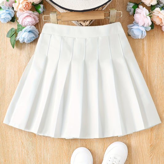 Girls' High Waist Pleated Skater A Line Skirt